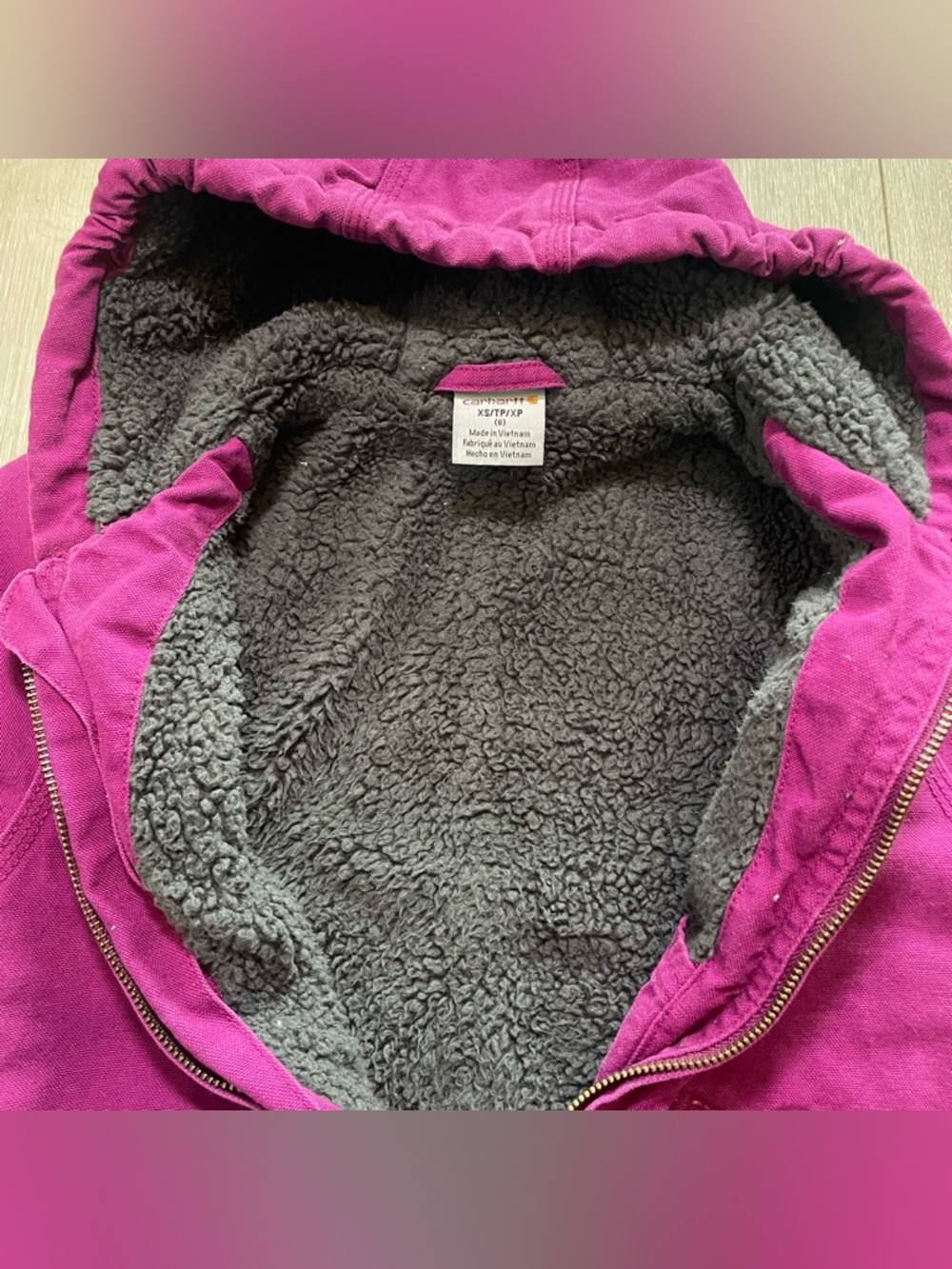 Carhartt Kids Plum Sherpa-Lined Sierra Jacket Girls Workwear Gorpcore Coat XS  6 - Picture 5 of 7